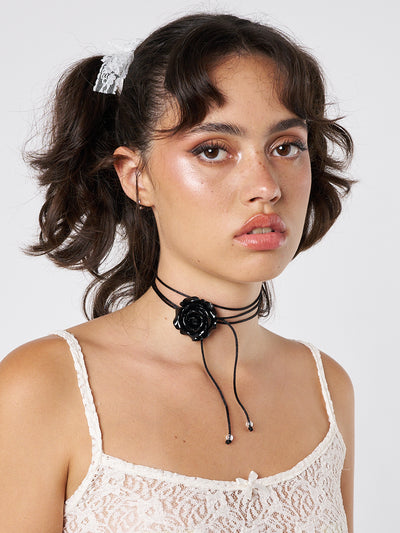 Forbidden Rose Black Choker Necklace - Minga London