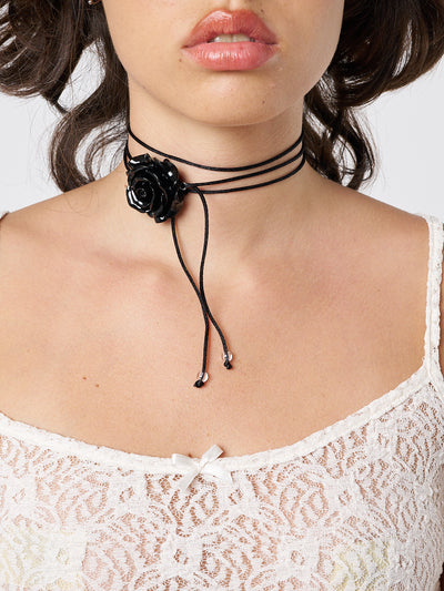 Forbidden Rose Black Choker Necklace - Minga London