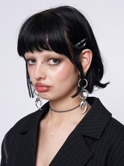 Antique plated Silver drop earrings with O-rings and pendant Drop style and Bullet clutch back.