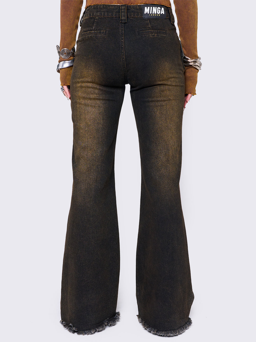 MASON PRINCE★BELTED FLARE JEANS フレアデニム Gia_Overdye_Belted_Flare_Jeans