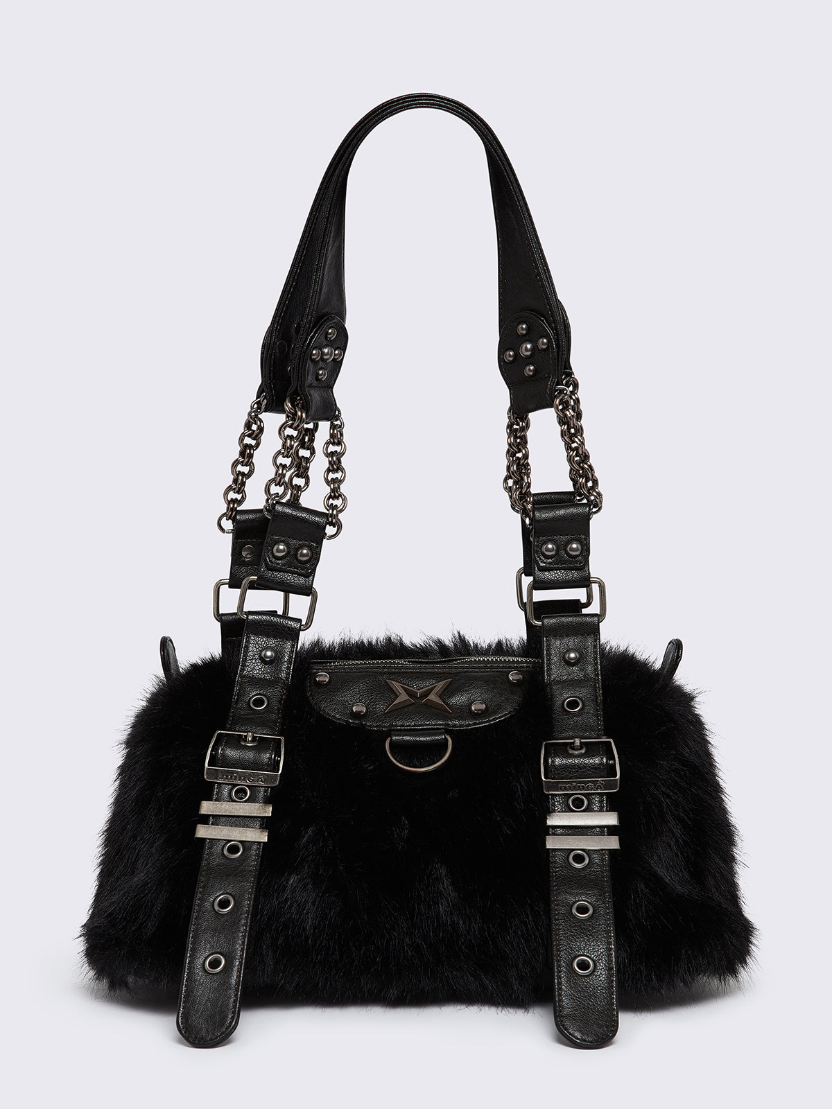Gigi Black Furry Shoulder Bag