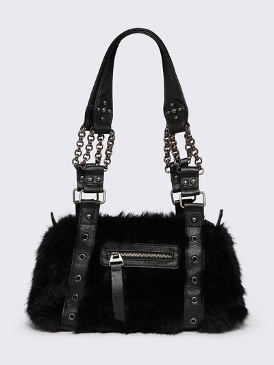 Gigi Black Furry Shoulder Bag