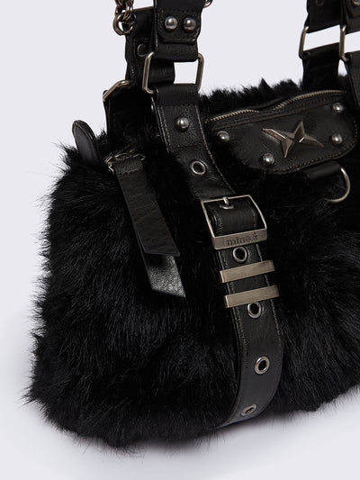Gigi Black Furry Shoulder Bag