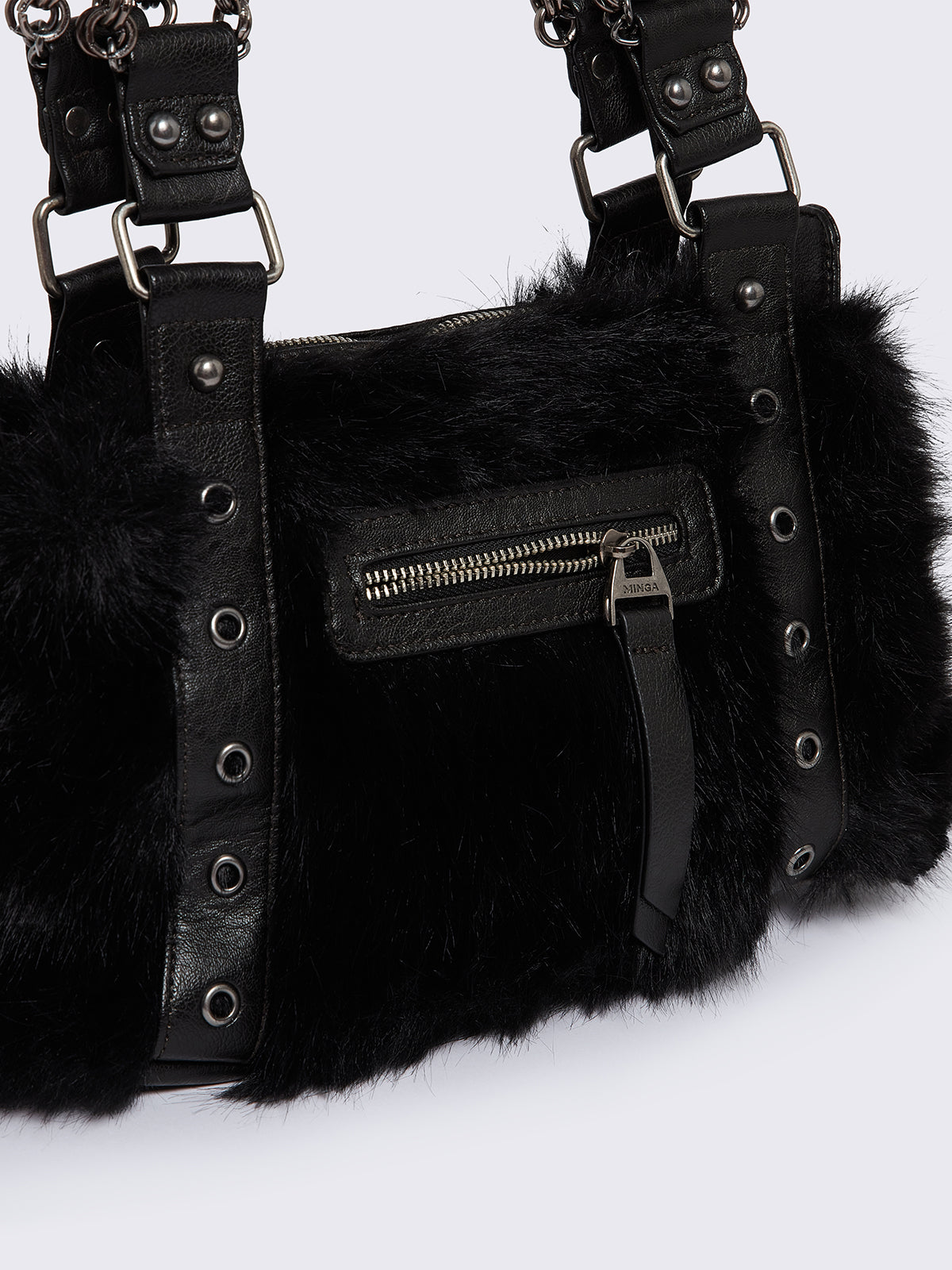 Gigi Black Furry Shoulder Bag