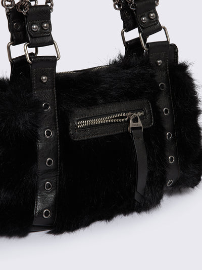 Gigi Black Furry Shoulder Bag