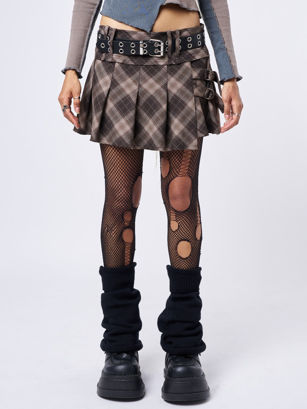 Pleated plaid mini skirt quilt sales