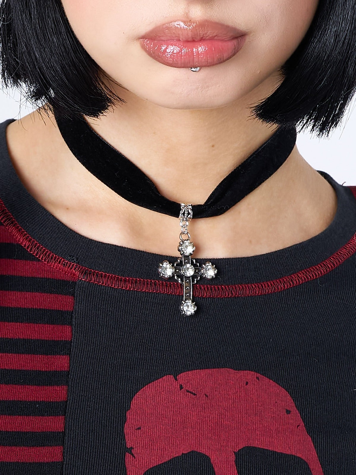 Gothic Cross Pendant Choker Necklace
