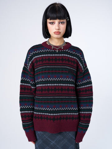 Grandpa Jacquard Knit Jumper