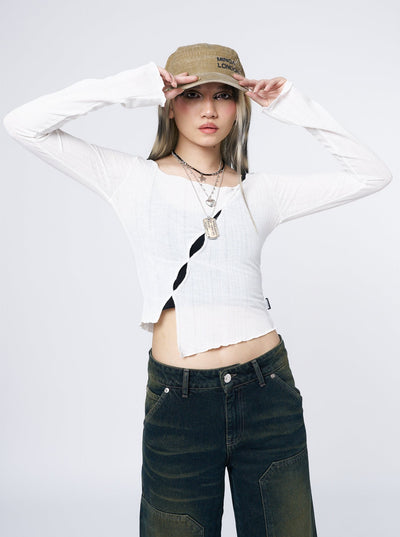 Hana White Asymmetrical Cut Out Top - Minga London