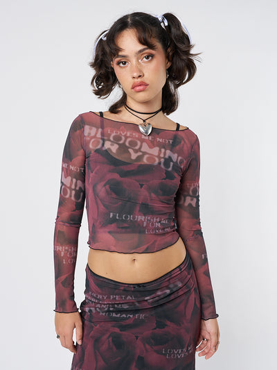 Hopeless Romantic Rose Mesh Top - Minga London