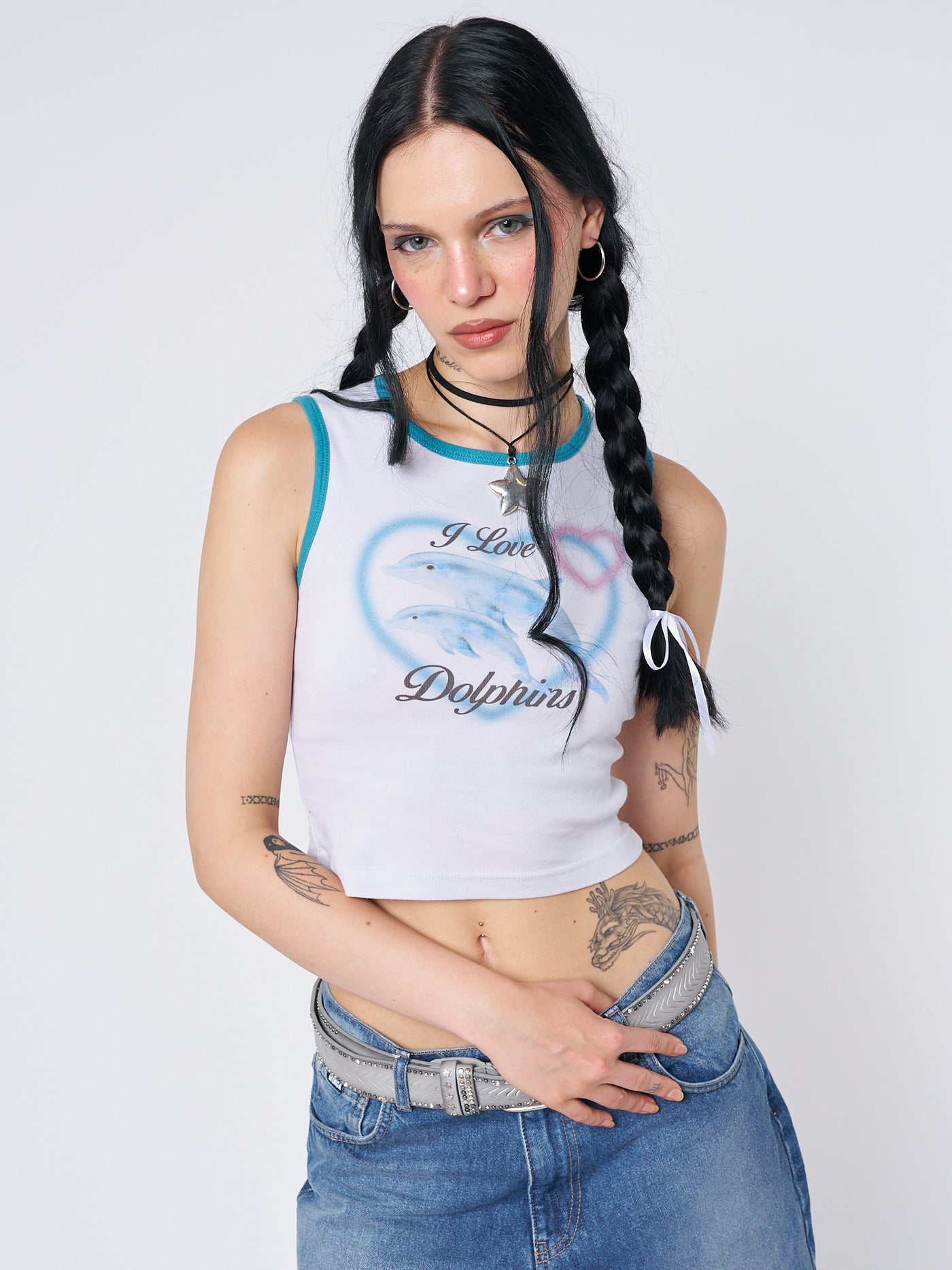 I Love Dolphins Print Vest Top - Minga London