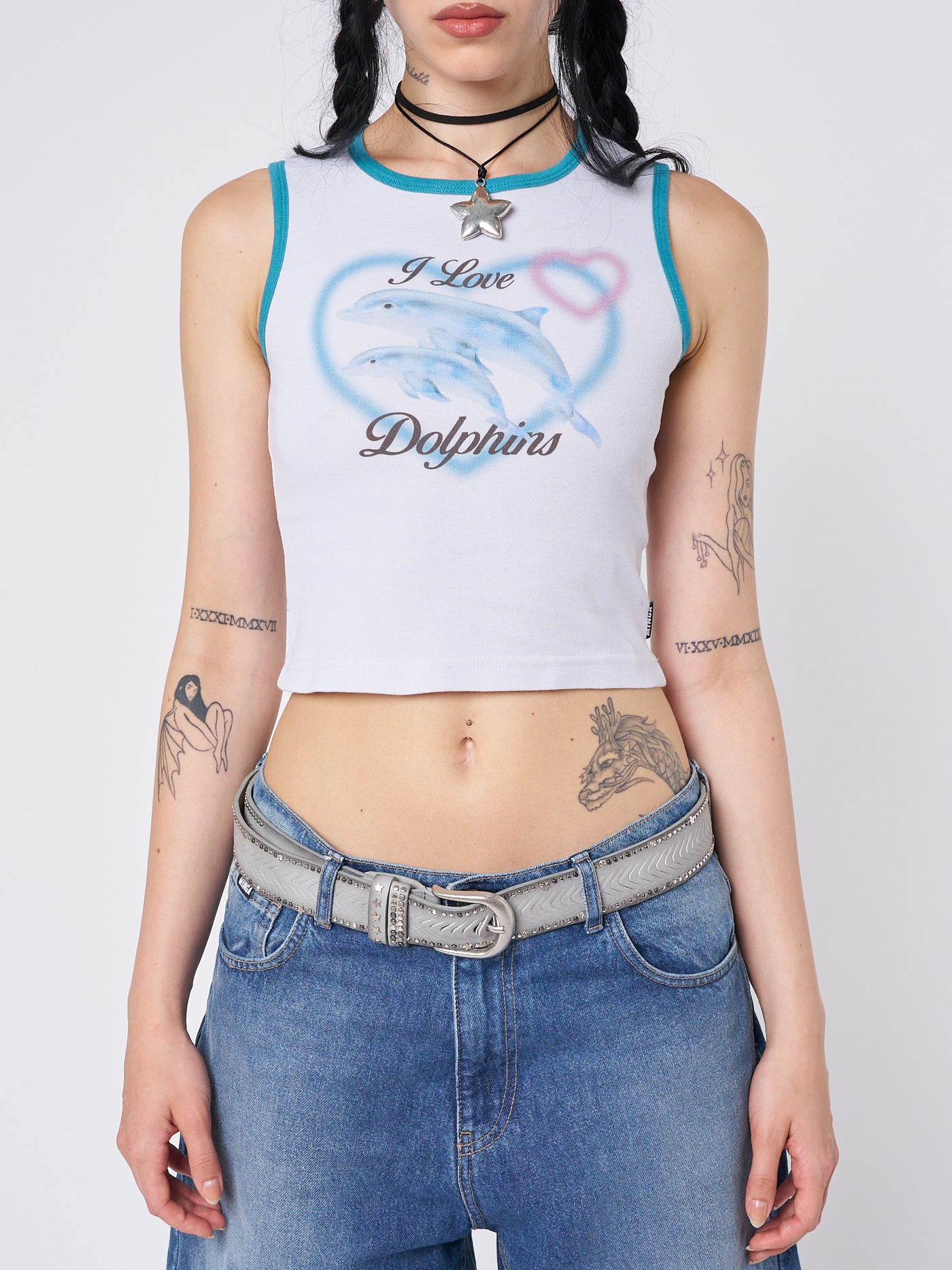 I Love Dolphins Print Vest Top - Minga London