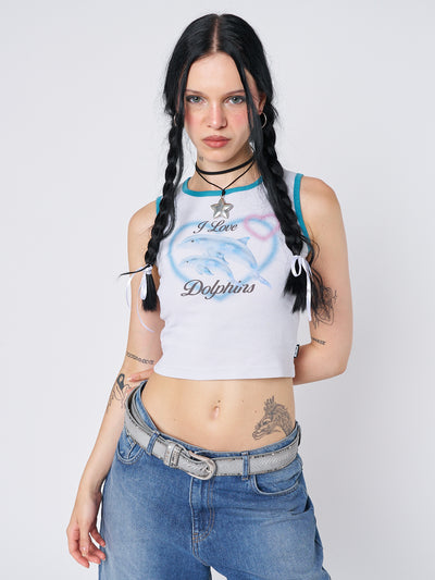 I Love Dolphins Print Vest Top - Minga London