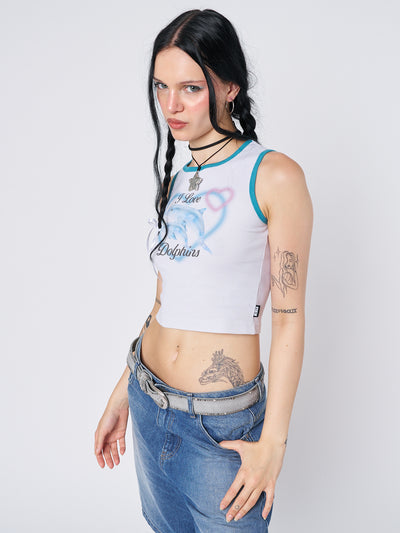 I Love Dolphins Print Vest Top - Minga London