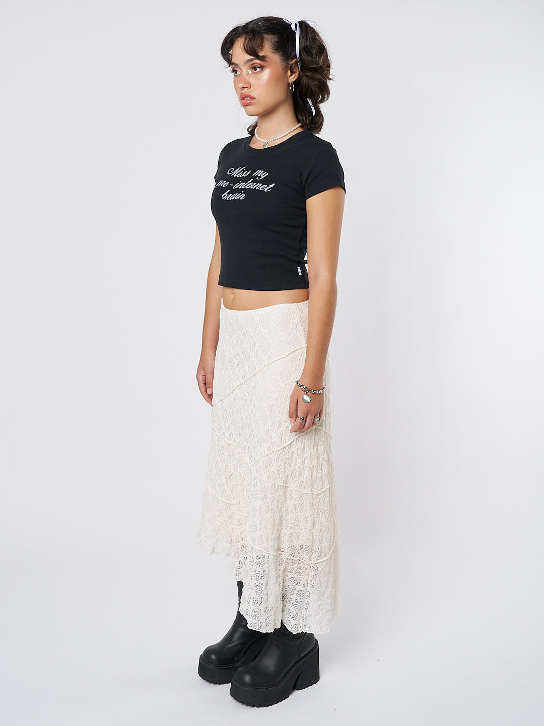 Internet Brain Black Baby Tee | Minga London