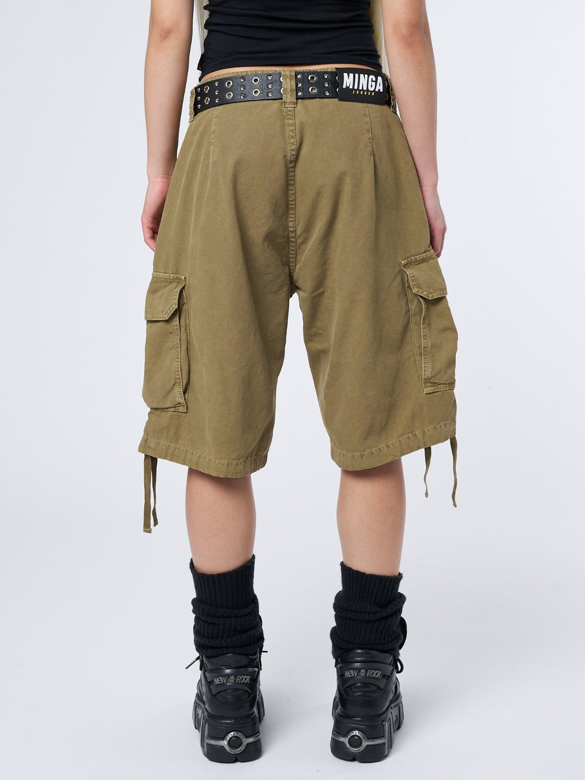 Issa Beige Long Cargo Shorts - Minga London