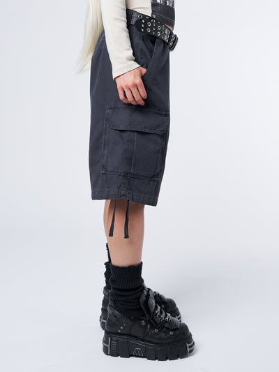 Issa Black Long Cargo Shorts - Minga London