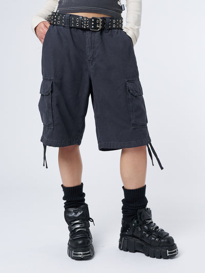 Issa Black Long Cargo Shorts - Minga London