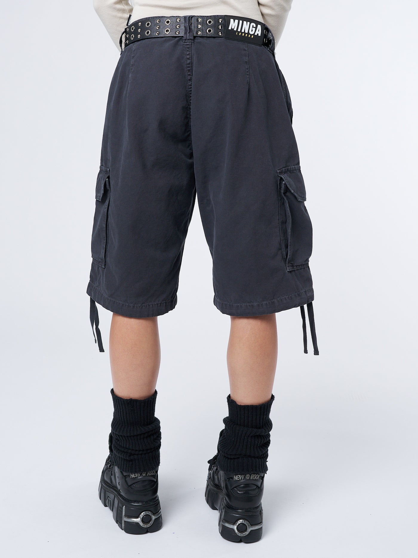 Issa Black Long Cargo Shorts - Minga London