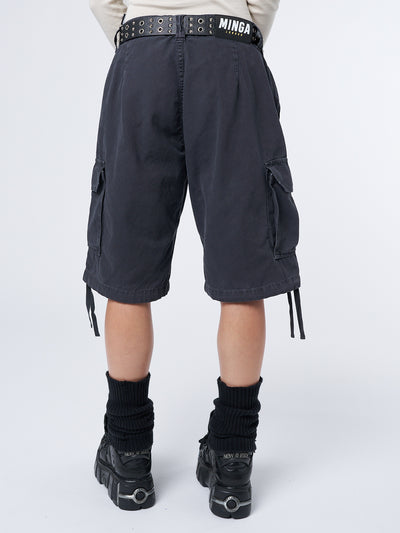 Issa Black Long Cargo Shorts - Minga London