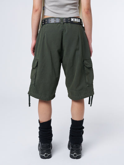 Issa Green Long Cargo Shorts - Minga London