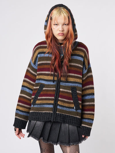 Jacky Zip Up Hood Knit Cardigan