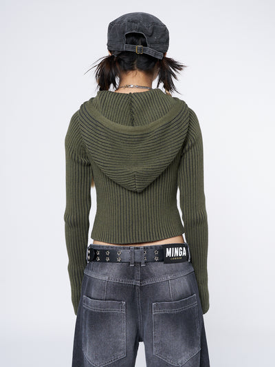 Jinx Green Cropped Zip Hoodie Cardigan - Minga London