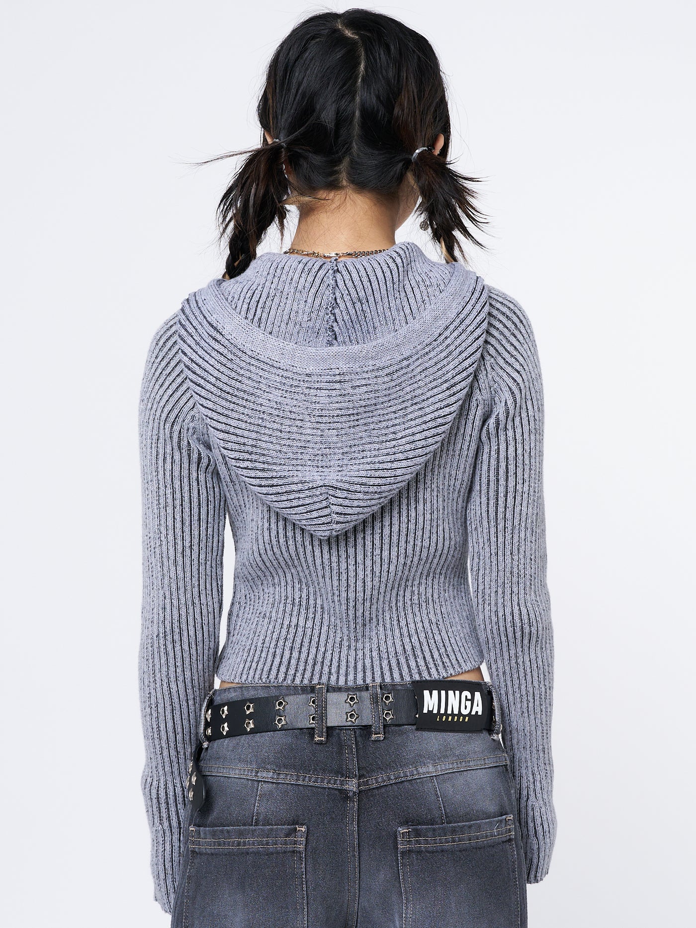 Jinx Grey Cropped Zip Hoodie Cardigan - Minga London