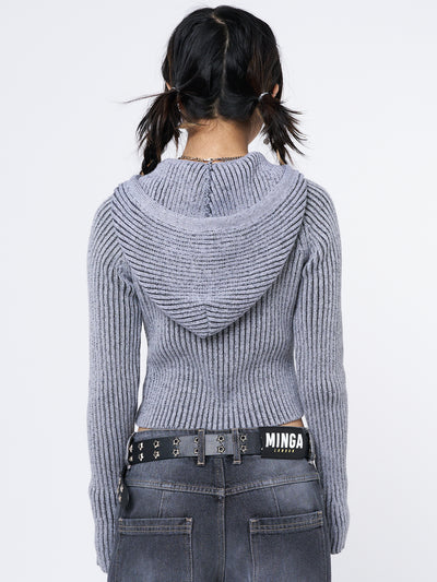 Jinx Grey Cropped Zip Hoodie Cardigan - Minga London