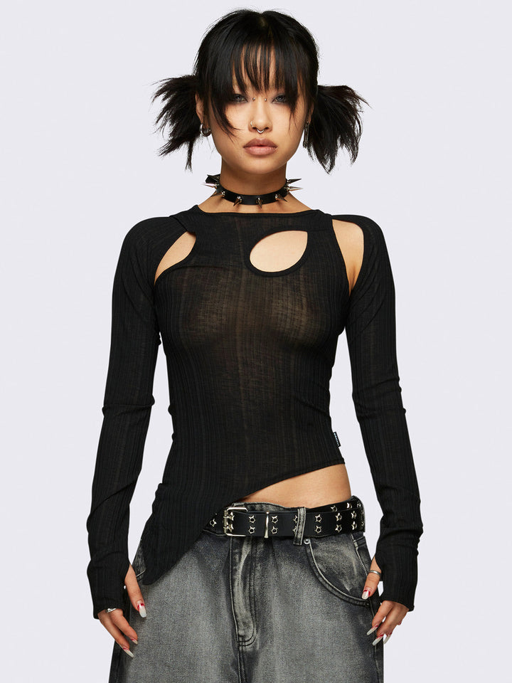 black mesh cut out top