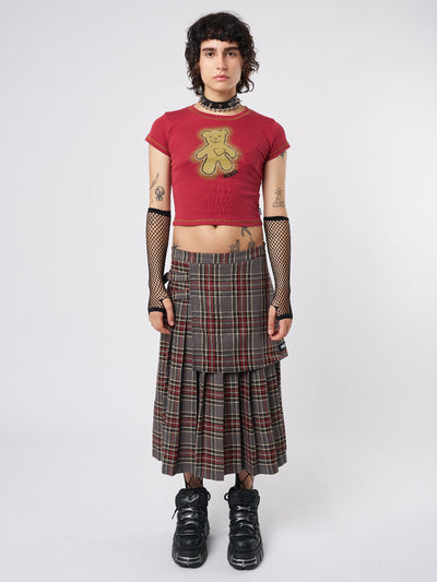 Laurie Pleated Tartan Midi Skirt - Minga London