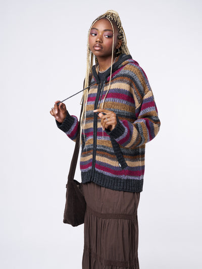 Lily Zip Up Hood Knit Cardigan