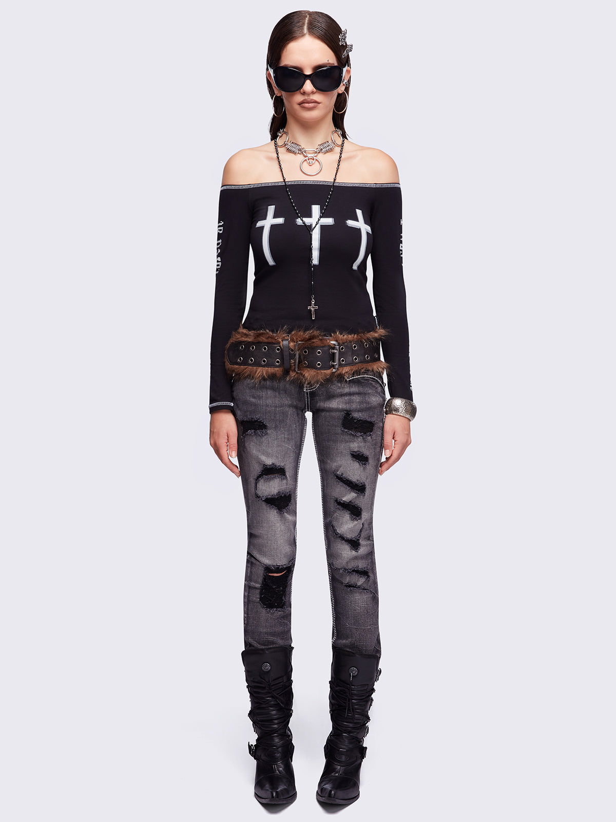 Look at Me Black Off-Shoulder Top