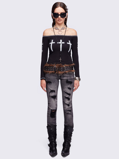 Look at Me Black Off-Shoulder Top