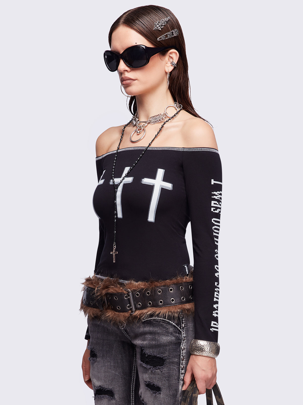 Look at Me Black Off-Shoulder Top