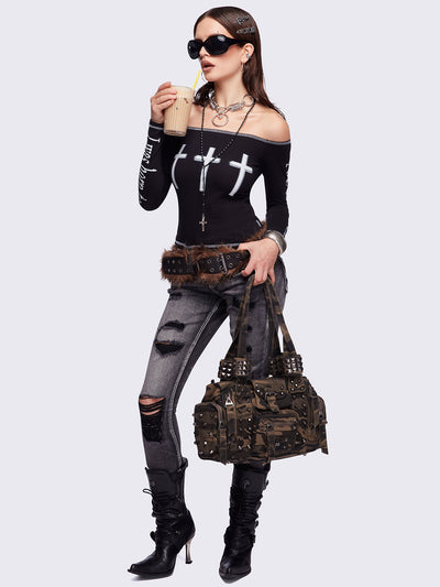 Look at Me Black Off-Shoulder Top