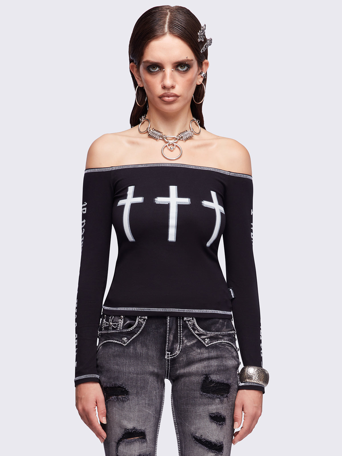 Look at Me Black Off-Shoulder Top