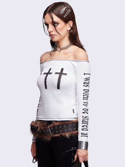 Look at Me White Off-Shoulder Top