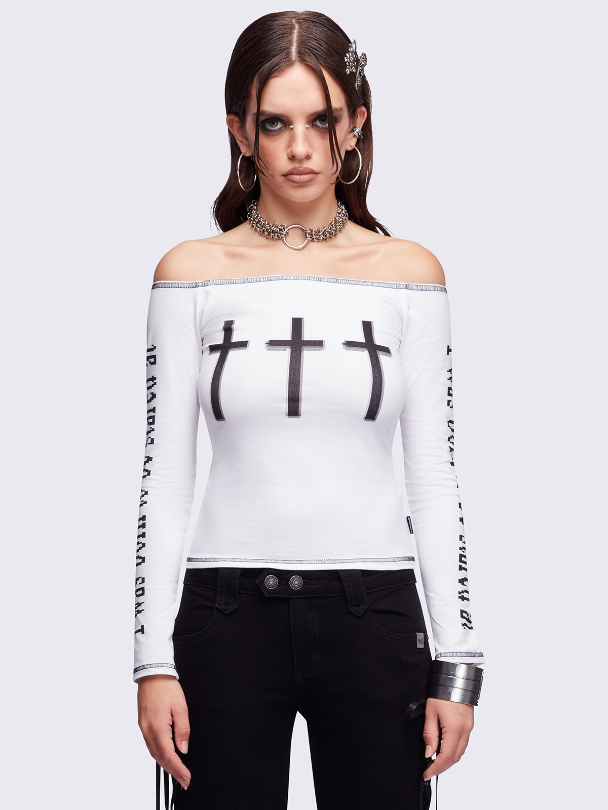 Look at Me White Off-Shoulder Top