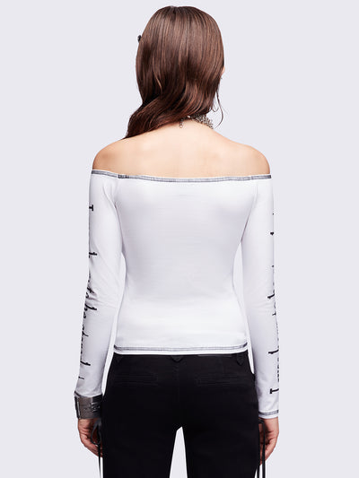 Look at Me White Off-Shoulder Top