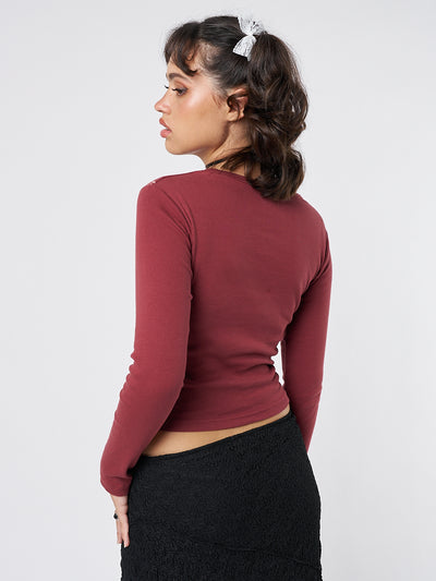 Lost Rose Burgundy Graphic Top - Minga London