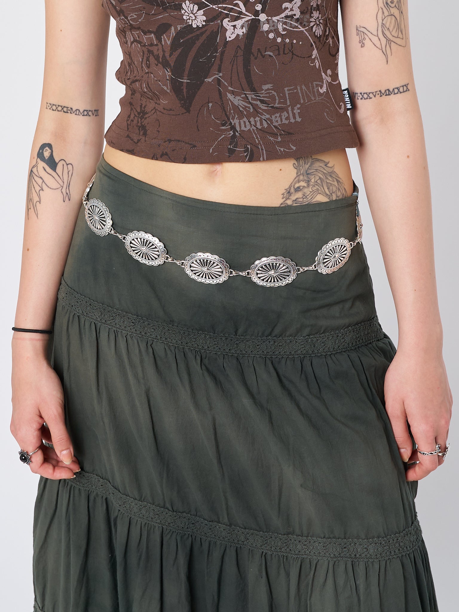 Lost Treasure Metallic Concho Belt - Minga London