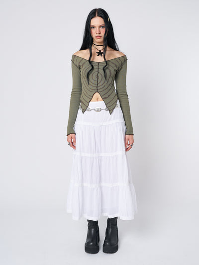 Snow White Ruffle Lace Maxi Skirt - Minga London