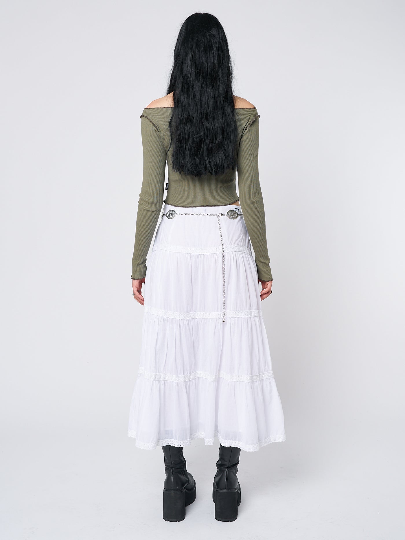 Snow White Ruffle Lace Maxi Skirt - Minga London