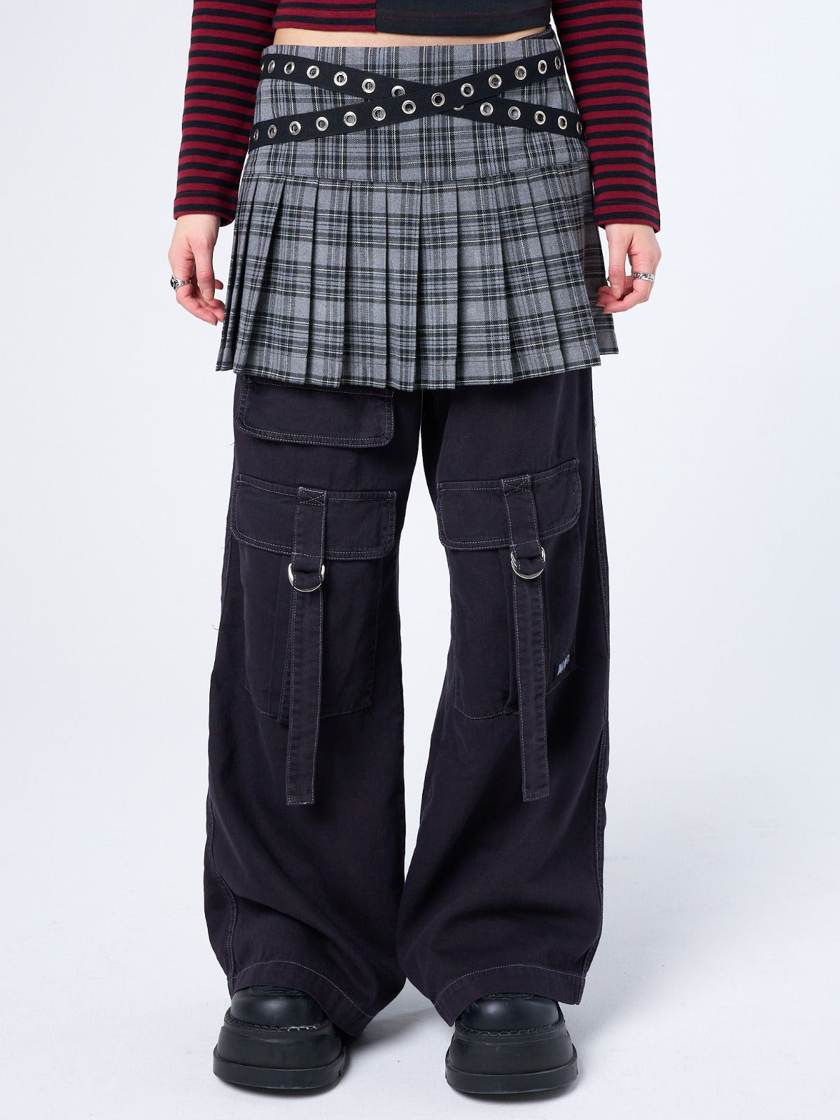 Meryl Grey & Black Tartan Mini Skirt