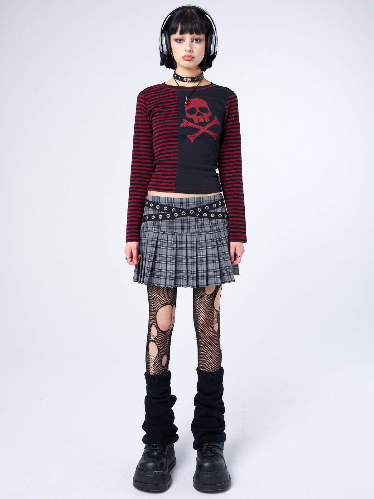 Meryl Grey & Black Tartan Mini Skirt