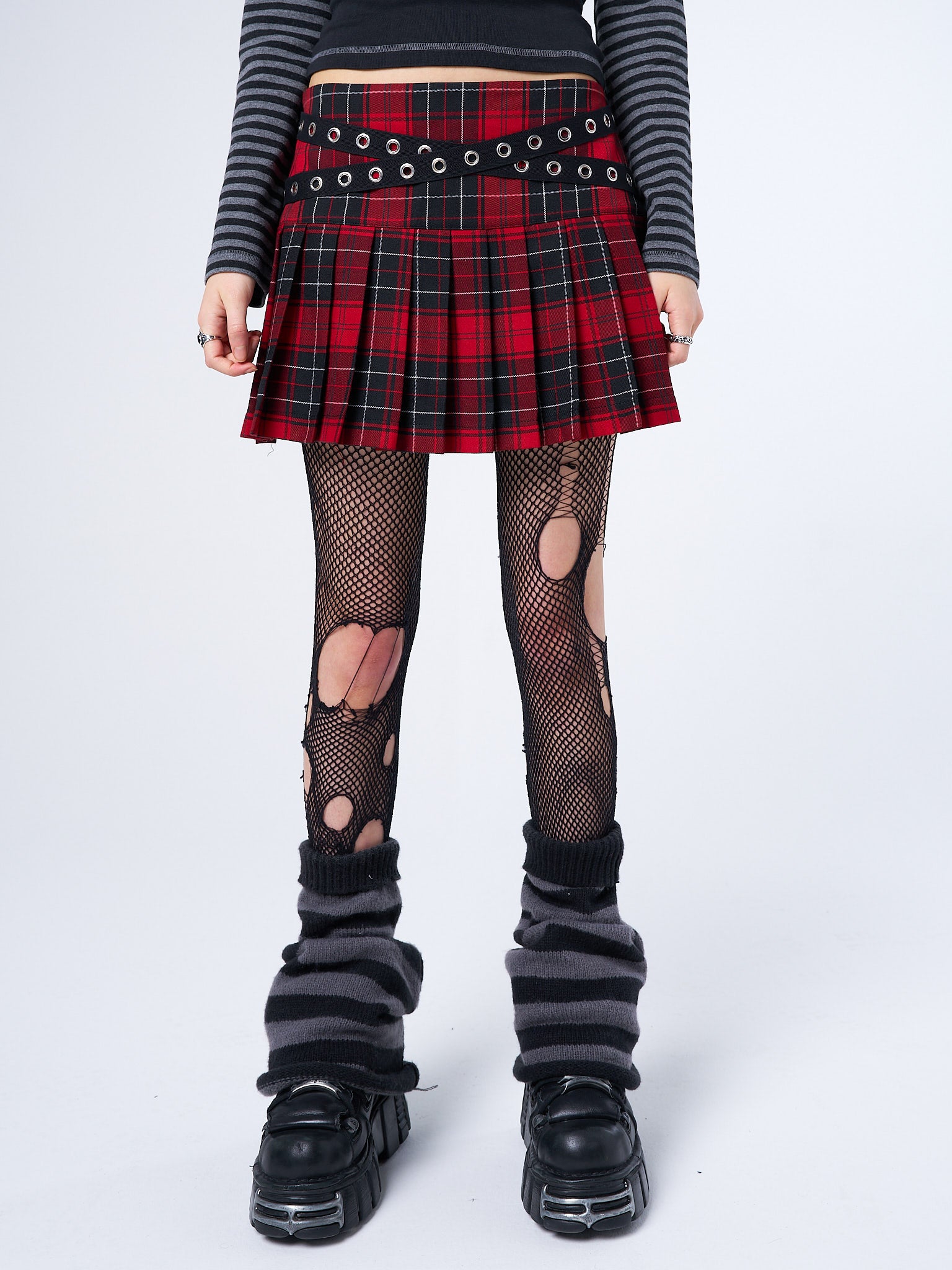 Miley Red & Black Tartan Mini Skirt