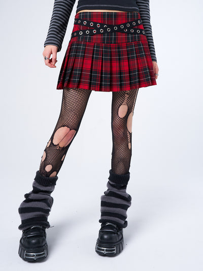 Miley Red & Black Tartan Mini Skirt