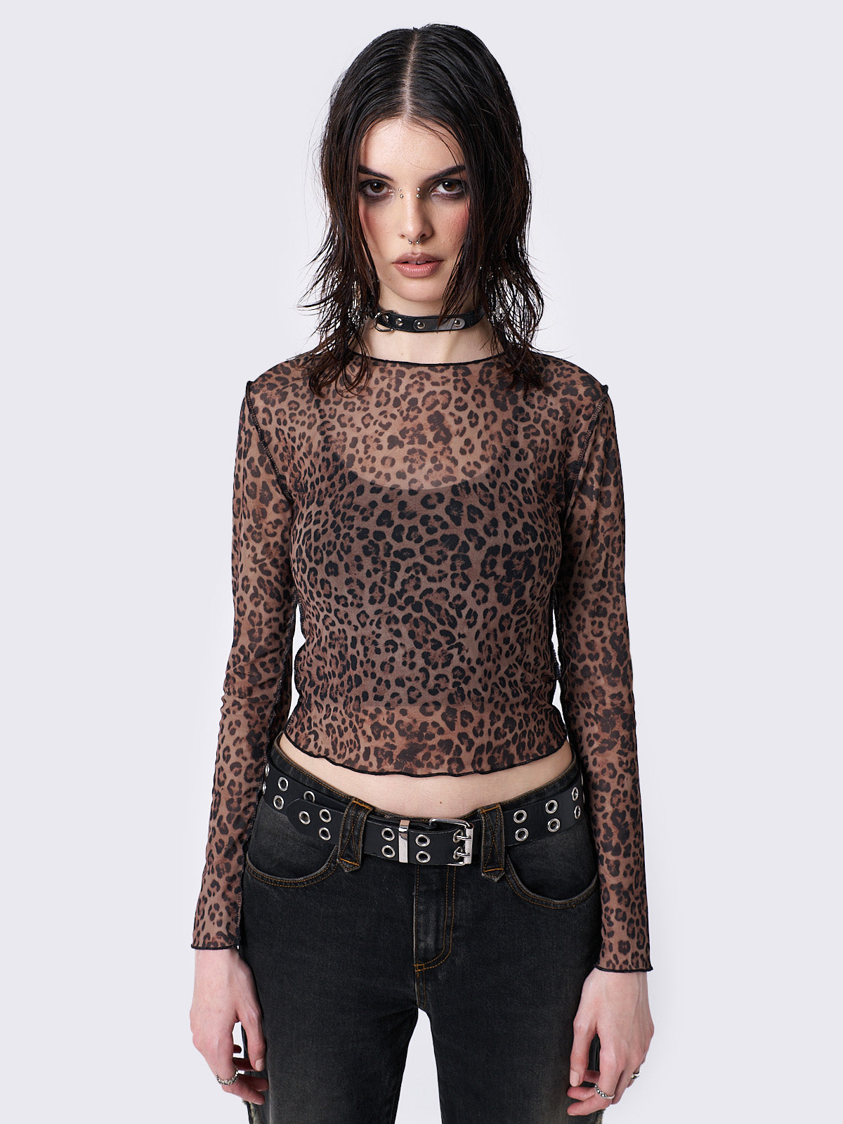 Nala Leopard Print Mesh Top