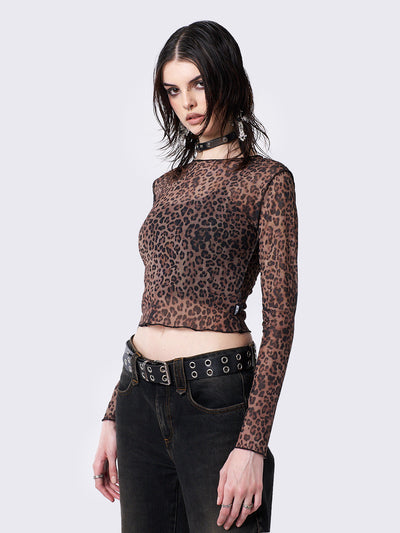 Nala Leopard Mesh Top